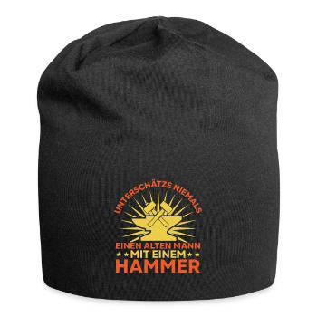 Never underestimate an old man with a hammer - Jersey Beanie - black - Front