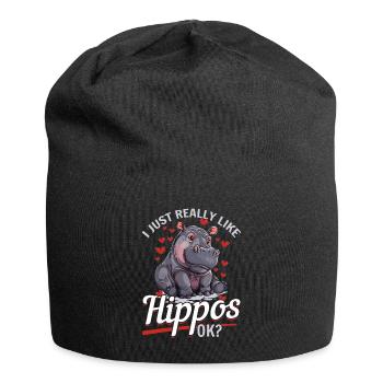 Hippo Hippopotamus Animal I Just Really Like Hippo - Jersey-Beanie - Schwarz - Vorne