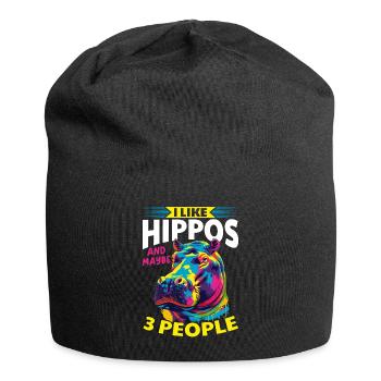 Hippo Hippopotamus Animal I Like Hippos - Jersey Beanie - black - Front