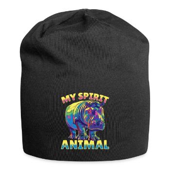 Funny Hippo Hippopotamus Animal my spirit animal - Jersey Beanie - black - Front