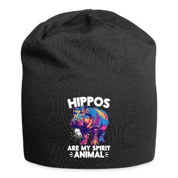 Hippo Hippopotamus Animal Hippos are my spirit - Jersey Beanie - black - Front
