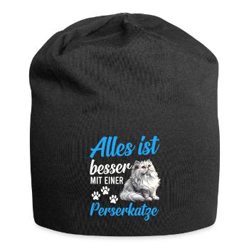 Persian Cat EVERYTHING IS BETTER WITH A PERSIAN CAT - Jersey Beanie - black - Front