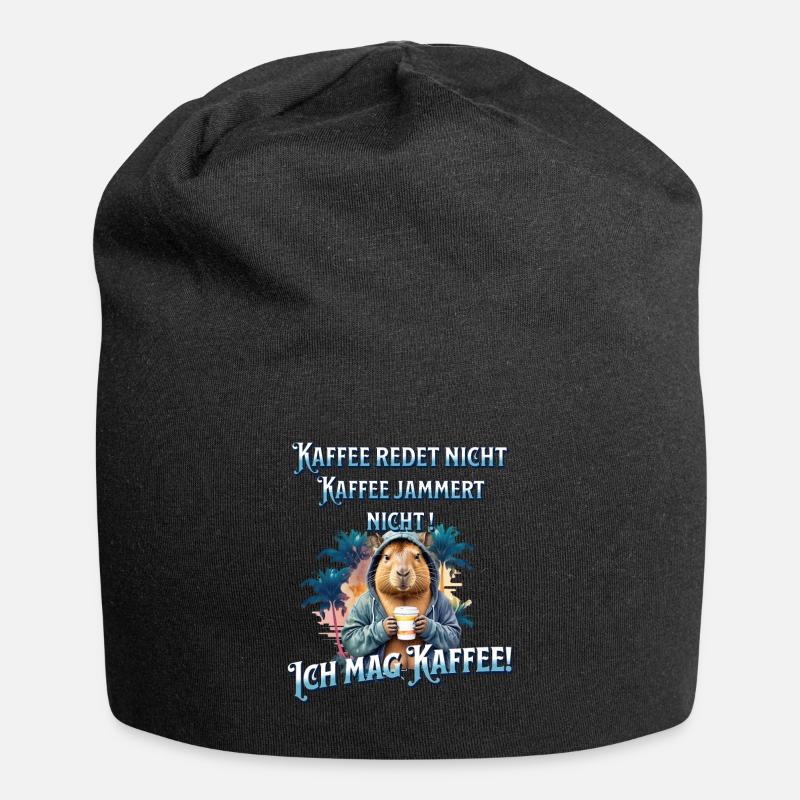 Kaffee redet nicht lustiger Kaffee Spruch - Jersey-Beanie - Schwarz