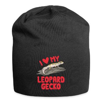 Leopardgecko Reptil Haustier Gecko - Jersey-Beanie - Schwarz - Vorne