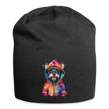 Zwergschnauzer Hoodie Hund Lustig Tier Print - Jersey-Beanie - Schwarz - Vorne