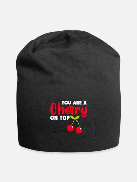 Cherry Cherry Tree Cherry Blossom Fruit Gift - Jersey Beanie - black
