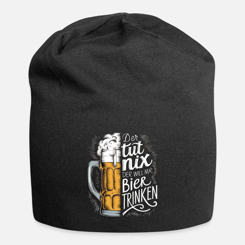 He doesn't do anything, he just wants to drink beer - Jersey Beanie - black