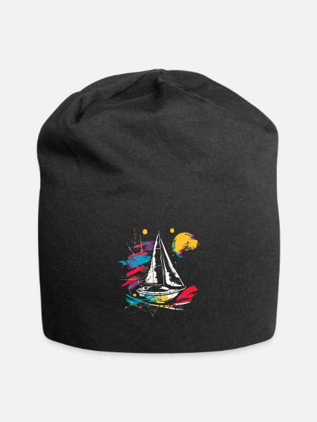 Grafik Segeln - Jersey-Beanie - Schwarz