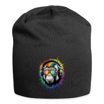 DJ Cool Fun Funny, Colorful, Pop Art, Techno Festival - Jersey Beanie - black - Front