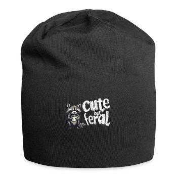 Cute but feral Kaffee Trinker Waschbär Cartoon - Jersey-Beanie - Schwarz - Vorne