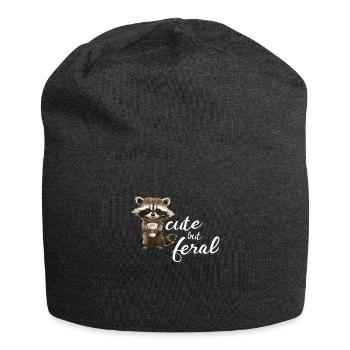Mignon mais sauvage raton laveur dessin animé amateur de café - Bonnet en jersey - charbon - Devant