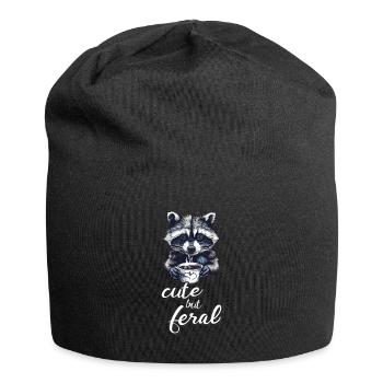 Cute but feral Kaffee Trinker Waschbär Cartoon - Jersey-Beanie - Schwarz - Vorne