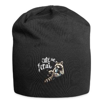 Niedlicher Waschbär Kaffee Trinker Cartoon - Jersey-Beanie - Schwarz - Vorne
