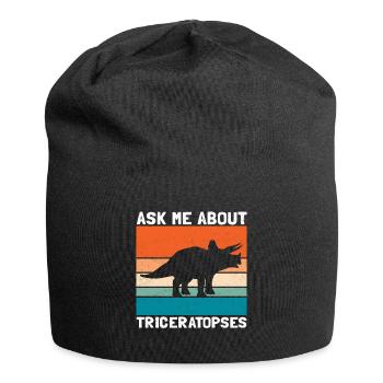 Triceratops Dinosaurier Dinos Geschenke - Jersey-Beanie - Schwarz - Vorne