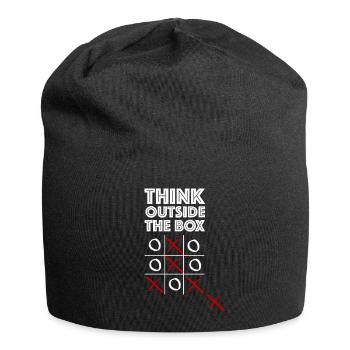 Anders denken | Tic tac toe, lustige Sprüche - Jersey-Beanie - Schwarz - Vorne