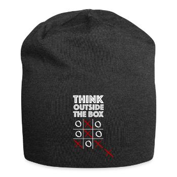 Thinking differently | Tic tac toe, funny sayings - Jersey Beanie - charcoal grey - Front