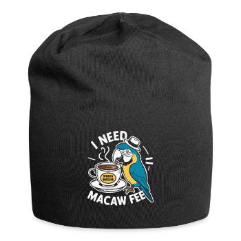 Funny Scarlet Macaw Parrot And Coffee Macawfee - Jersey Beanie - black - Front