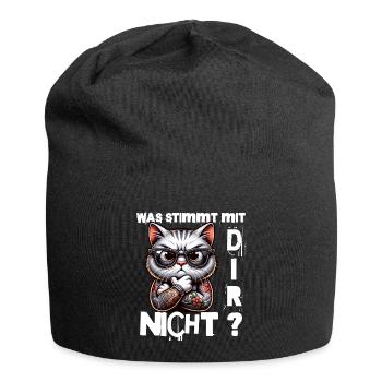 Je déteste les gens - Qu’est-ce qui ne va pas chez toi - Bonnet en jersey - noir - Devant