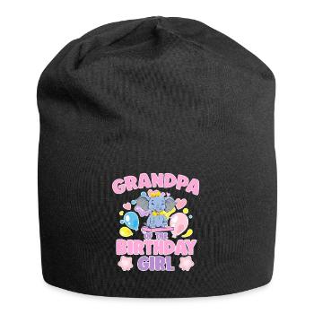 Grandpa Of the Birthday Girl Elephant Family Party - Jersey Beanie - black - Front