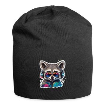 Waschbär Mit Kopfhörern Graffiti Kunst - Jersey-Beanie - Schwarz - Vorne