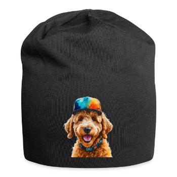Goldendoodle Snapback Cap Dog Animal Design Print - Jersey Beanie - black - Front