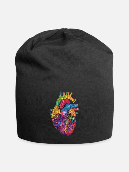 Anatomisches Herz Kunst Bunt - Jersey-Beanie - Schwarz