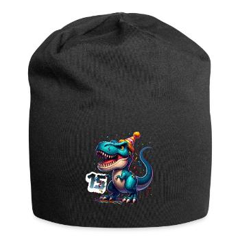 T Rex Dinosaure 15e anniversaire Enfants Anniversaire - Bonnet en jersey - noir - Devant