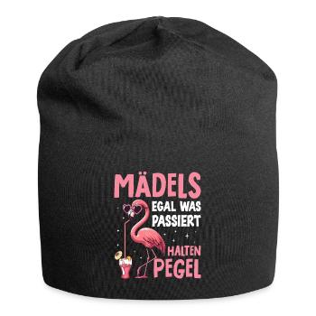 Mädels Egal Was Passiert Pegel Halten - Jersey-Beanie - Schwarz - Vorne