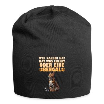 Bengalkatze WER NARBEN HAT HAT WAS ERLEBT ODER - Jersey-Beanie - Schwarz - Vorne