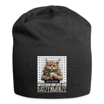 Maine Coon Funny UNDER THE INFLUENCE OF - Jersey Beanie - black - Front