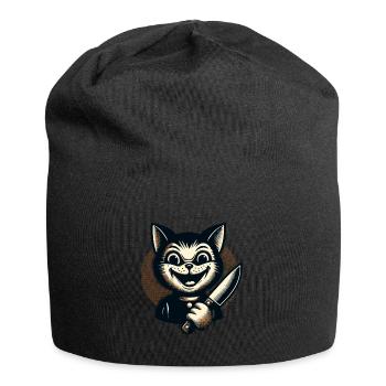 Creepy Cat Psycho Pet Halloween Decoration - Jersey Beanie - black - Front