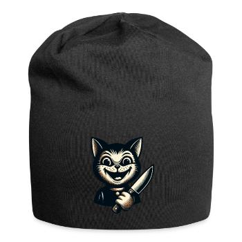 Creepy Cat Psycho Pet Halloween Costume - Jersey Beanie - black - Front