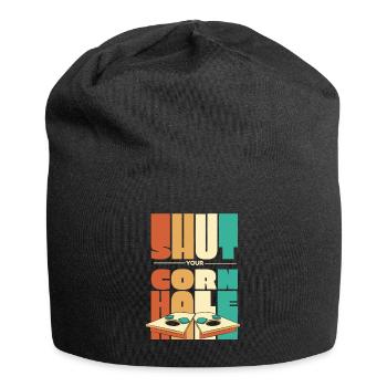 Fermez votre cornhole Plateaux de jeu Sac de haricots Cornhole - Bonnet en jersey - noir - Devant