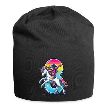 Anniversaire 8 ans Licorne Dab - Bonnet en jersey - noir - Devant