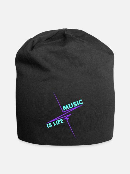 Music is Life Puls Heartbeat Music Fréquence Paroles - Bonnet en jersey - noir