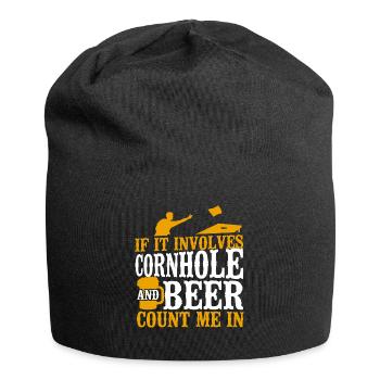 Joueur de sac de haricots de l’équipe Cornhole - Bonnet en jersey - noir - Devant
