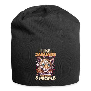 Jaguar Animal I Like Jaguars And Maybe 3 People - Jersey Beanie - black - Front