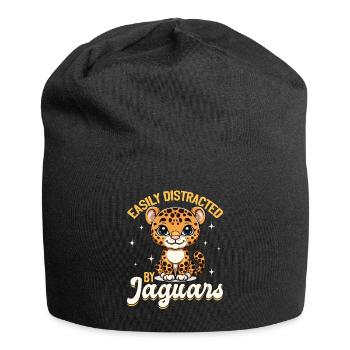 Funny Jaguar Animal Easily Distracted By Jaguars - Jersey Beanie - black - Front