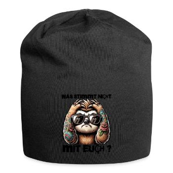 Je déteste les gens - Qu’est-ce qui ne va pas chez toi - Bonnet en jersey - noir - Devant