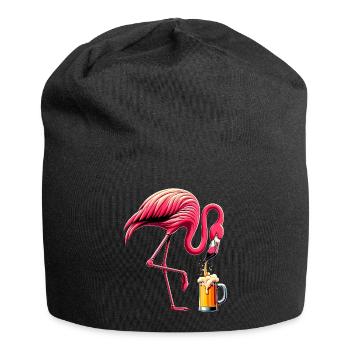 Funny Flamingo Drinking Beer Party Flamingo Lover - Jersey Beanie - black - Front