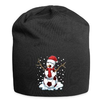 Funny Christmas Soccer Balls Santa Snowman - Jersey-Beanie - Schwarz - Vorne