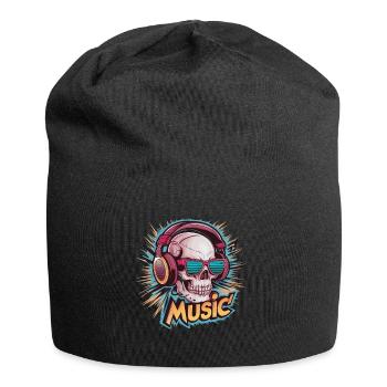 Coole Kopfhörer Musikliebhaber - Jersey-Beanie - Schwarz - Vorne