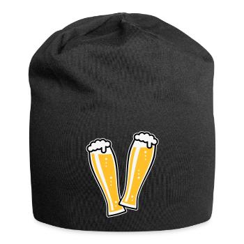 2 Weißbiergläser Stoßen An (Bier Weizenbier / 3C) - Jersey-Beanie - Schwarz - Vorne