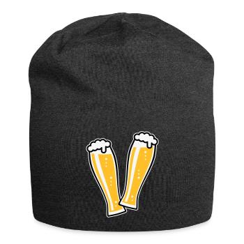 2 Weißbiergläser Stoßen An (Bier Weizenbier / 3C) - Jersey-Beanie - Anthrazit - Vorne