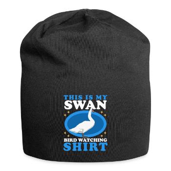 Schwan Schwanenliebhaber Schwäne Geschenk - Jersey-Beanie - Schwarz - Vorne