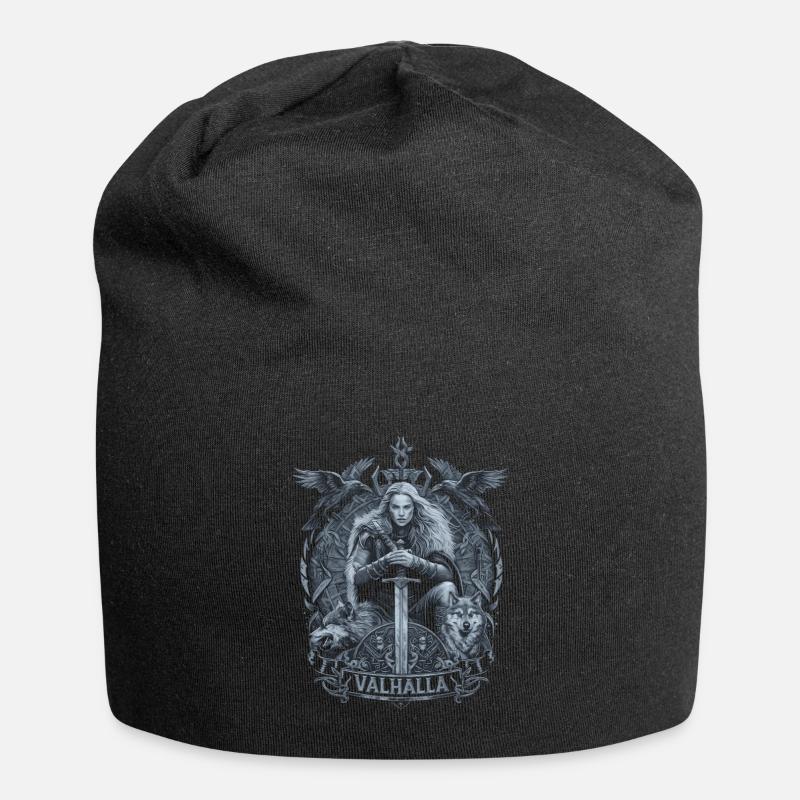 Shield Maiden Valhalla Design Norse Mythology - Jersey Beanie - black