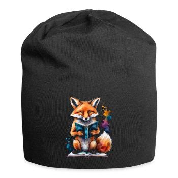 Renard lecture livre Coloré Animal Design Imprimer - Bonnet en jersey - noir - Devant