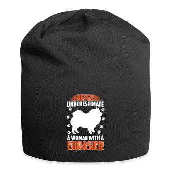 Woman with Eurasier Eurasian Spitz Eurasier - Jersey Beanie - black - Front