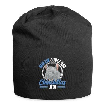 Le garçon de chinchilla aime les chinchillas rongeurs - Bonnet en jersey - noir - Devant