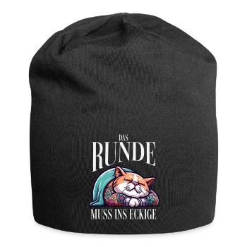 I'm tired so the round has to sleep in the square - Jersey Beanie - black - Front